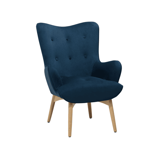 Poltrona com braços VEJLE Veludo Azul escuro Poltrona com braços VEJLE Veludo Azul escuro