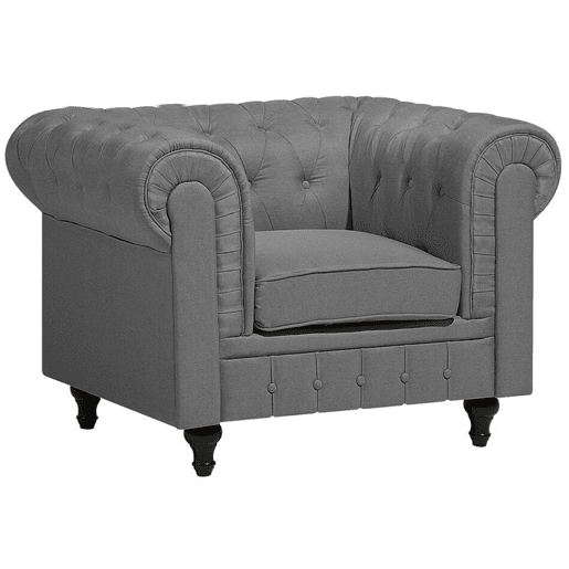 Poltrona CHESTERFIELD Tecido Cinzento claro Poltrona CHESTERFIELD Tecido Cinzento claro