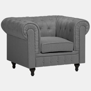 Poltrona CHESTERFIELD Tecido Cinzento claro