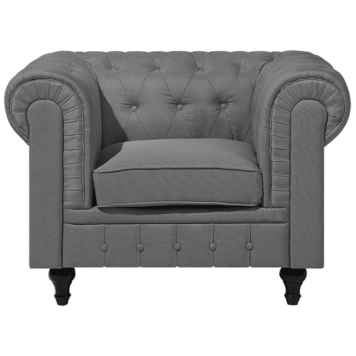 Poltrona CHESTERFIELD Tecido Cinzento claro Poltrona CHESTERFIELD Tecido Cinzento claro