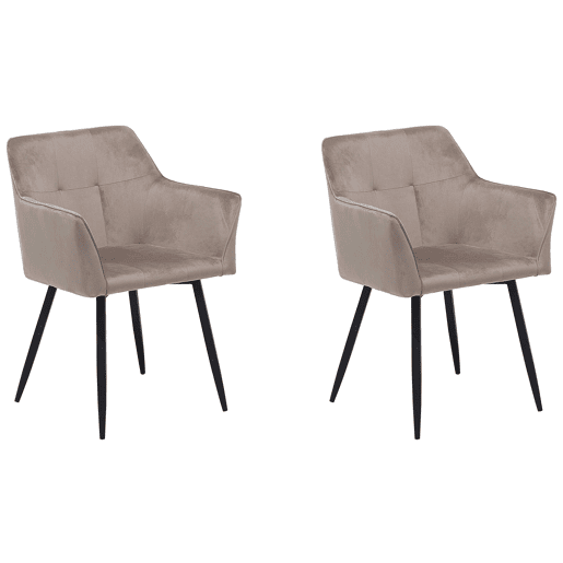 Conjunto de 2 cadeiras de jantar JASMIN Veludo Taupe