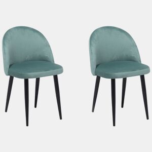Conjunto de 2 cadeiras de jantar VISALIA Veludo Verde menta