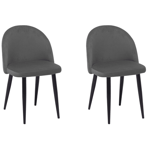 Conjunto de 2 cadeiras de jantar VISALIA Veludo Cinzento