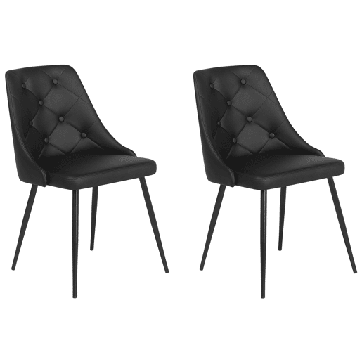 Conjunto de 2 cadeiras de jantar VALERIE Pele sintética Preto