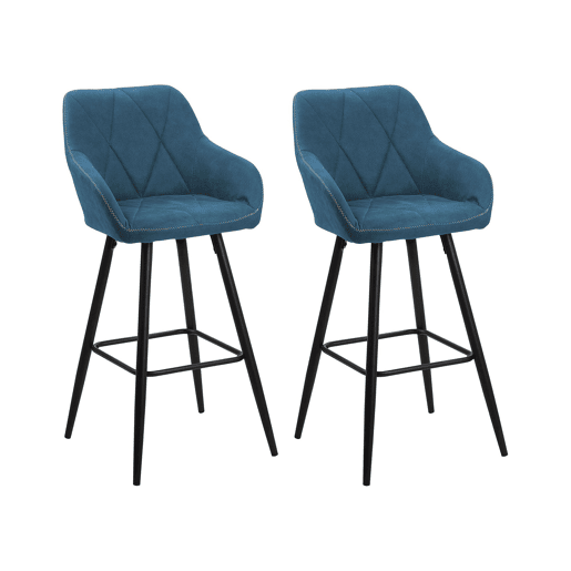 Conjunto de 2 bancos de bar DARIEN Azul turquesa