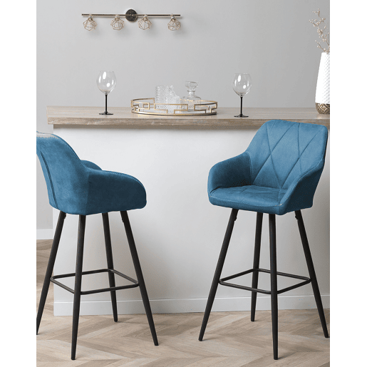 Conjunto de 2 bancos de bar DARIEN Azul turquesa