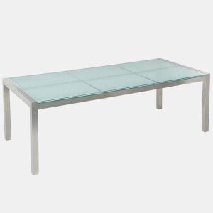 Mesa de refeição de jardim GROSSETO 220 cm 100 cm Vidro rachado Transparente