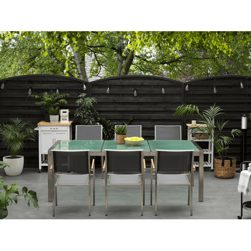 Mesa de refeição de jardim GROSSETO 220 cm 100 cm Vidro rachado Transparente