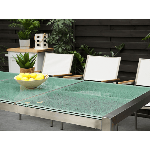 Mesa de refeição de jardim GROSSETO 220 cm 100 cm Vidro rachado Transparente