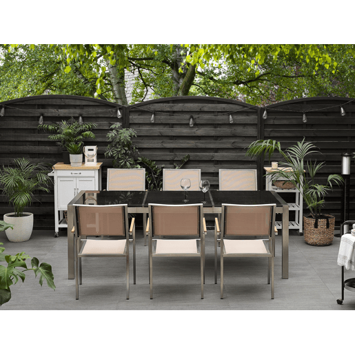 Mesa de refeição de jardim GROSSETO 220 cm 100 cm Polido Granito Preto