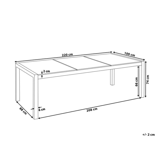 Mesa de refeição de jardim GROSSETO 220 cm 100 cm Polido Granito Preto