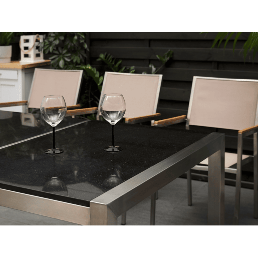 Mesa de refeição de jardim GROSSETO 220 cm 100 cm Polido Granito Preto
