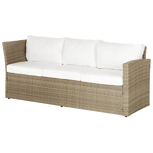 Conjunto de jardim com mesa e repousa-pés 5 lugares BARDI com almofadas Castanho