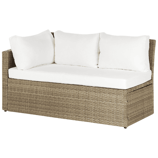 Conjunto de jardim com mesa e repousa-pés 5 lugares BARDI com almofadas Castanho