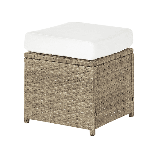 Conjunto de jardim com mesa e repousa-pés 5 lugares BARDI com almofadas Castanho
