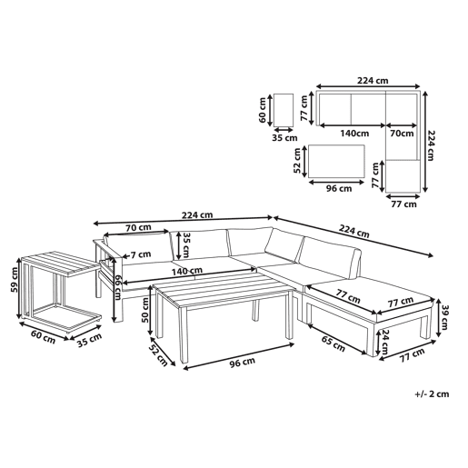 Beliani Conjunto lounge MESSINA Beliani Conjunto lounge MESSINA