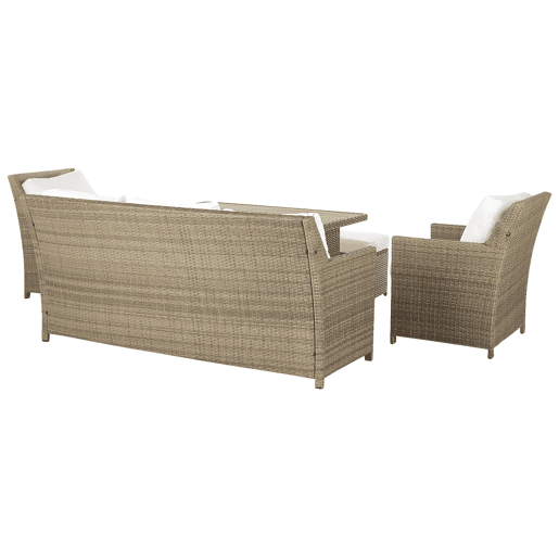 Conjunto de jardim com mesa e repousa-pés 5 lugares FONTI com almofadas Castanho