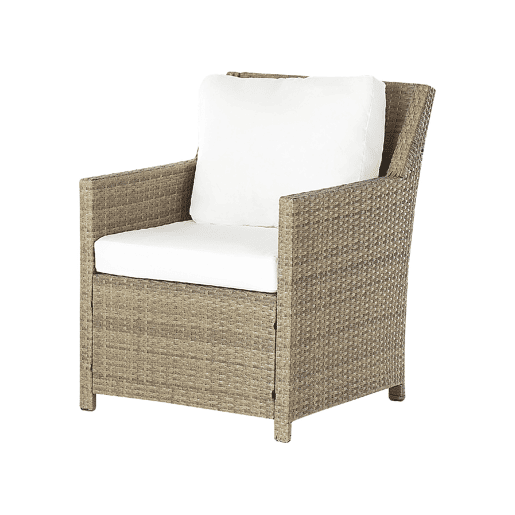 Conjunto de jardim com mesa e repousa-pés 5 lugares FONTI com almofadas Castanho