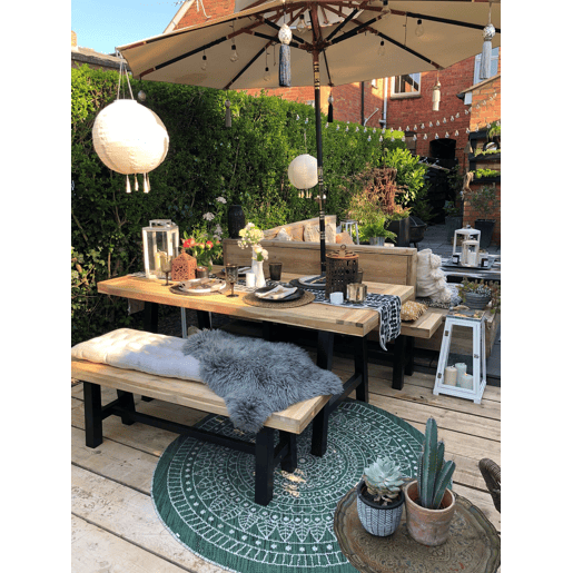 Conjunto de refeições de jardim 6 lugares SCANIA Madeira de acácia Preto