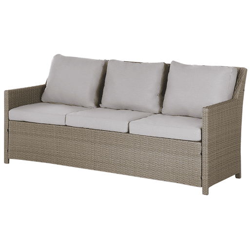 Conjunto de jardim com mesa e repousa-pés 5 lugares FONTI com almofadas Taupe