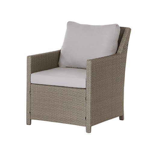 Conjunto de jardim com mesa e repousa-pés 5 lugares FONTI com almofadas Taupe