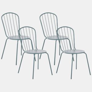 Conjunto de 4 cadeiras de jardim CALVI Metal Azul claro