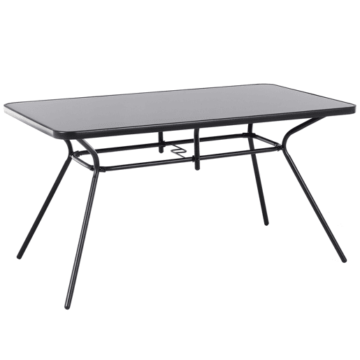 Mesa de refeição de jardim LIVO 140 cm 80 cm Vidro Preto