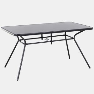 Mesa de refeição de jardim LIVO 140 cm 80 cm Vidro Preto