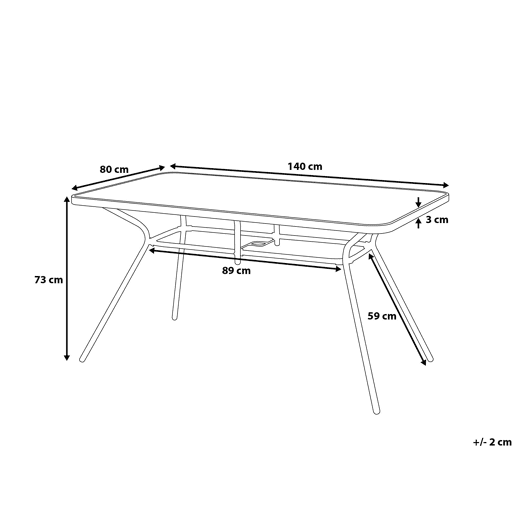 Mesa de refeição de jardim LIVO 140 cm 80 cm Vidro Preto