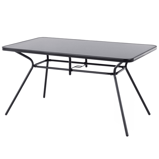 Mesa de refeição de jardim LIVO 140 cm 80 cm Vidro Preto