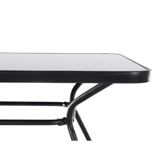 Mesa de refeição de jardim LIVO 140 cm 80 cm Vidro Preto