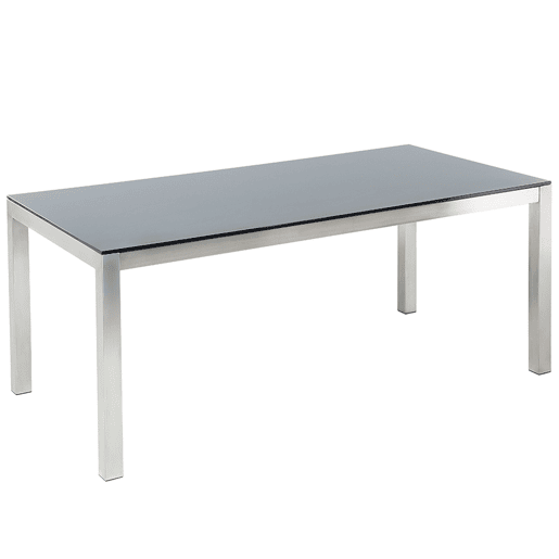 Mesa de refeição de jardim GROSSETO 180 cm 90 cm Vidro de segurança (temperado) Preto