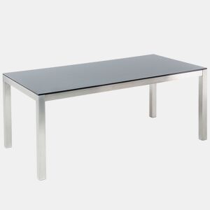 Mesa de refeição de jardim GROSSETO 180 cm 90 cm Vidro de segurança (temperado) Preto