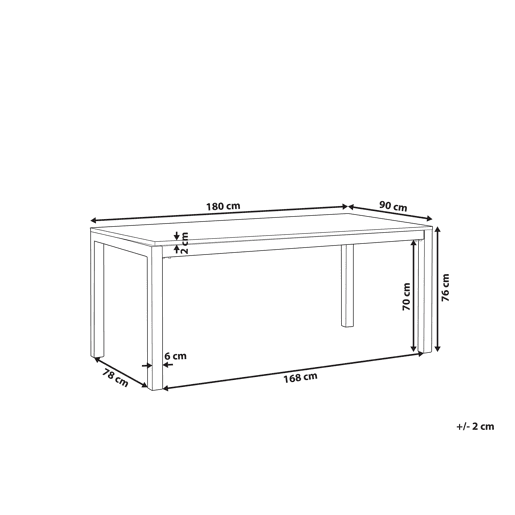 Mesa de refeição de jardim GROSSETO 180 cm 90 cm Vidro de segurança (temperado) Preto