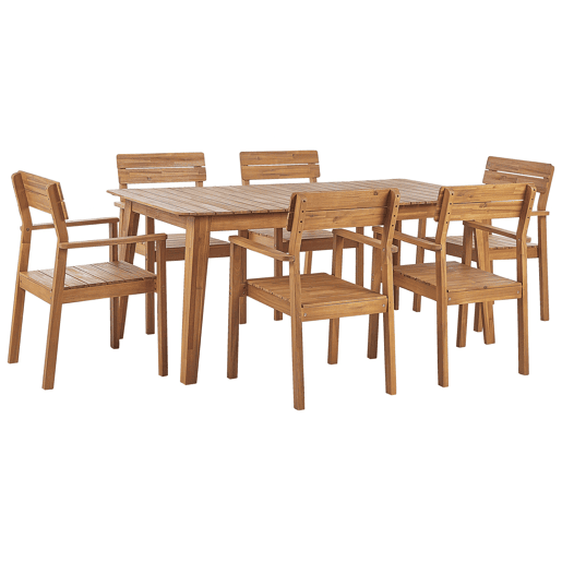 Conjunto de refeições de jardim 6 lugares FORNELLI Madeira de acácia Castanho