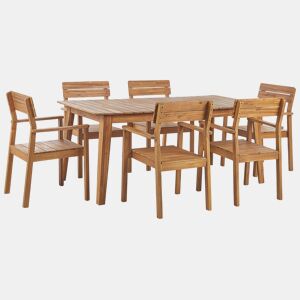 Conjunto de refeições de jardim 6 lugares FORNELLI Madeira de acácia Castanho