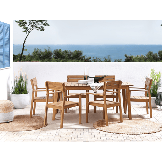 Conjunto de refeições de jardim 6 lugares FORNELLI Madeira de acácia Castanho
