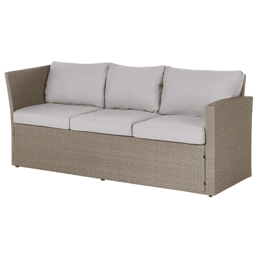 Conjunto de jardim com mesa e repousa-pés 5 lugares BARDI com almofadas Taupe