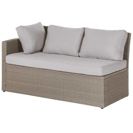 Conjunto de jardim com mesa e repousa-pés 5 lugares BARDI com almofadas Taupe