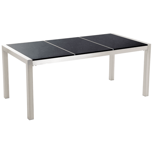 Conjunto de refeições de jardim 6 lugares GROSSETO Placa tripla Granito Polido CinzentoPreto