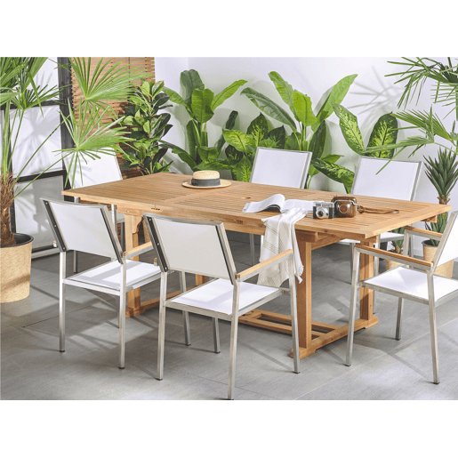 Mesa de refeição de jardim extensível JAVA 160220 cm 90 cm Madeira de acácia Castanho claro