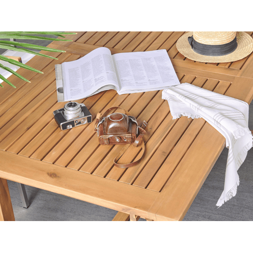 Mesa de refeição de jardim extensível JAVA 160220 cm 90 cm Madeira de acácia Castanho claro