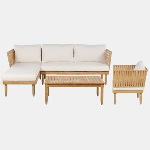 Conjunto de jardim com mesa 4 lugares CREMONA à direita Madeira de acácia Branco creme
