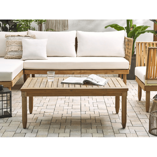Conjunto de jardim com mesa 4 lugares CREMONA à direita Madeira de acácia Branco creme