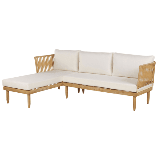 Conjunto de jardim com mesa 4 lugares CREMONA à direita Madeira de acácia Branco creme