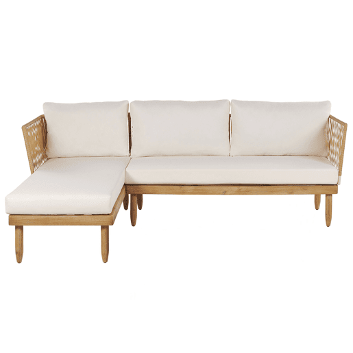 Conjunto de jardim com mesa 4 lugares CREMONA à direita Madeira de acácia Branco creme