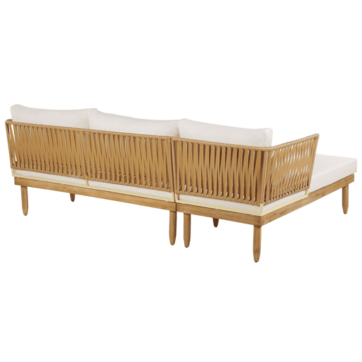 Conjunto de jardim com mesa 4 lugares CREMONA à direita Madeira de acácia Branco creme