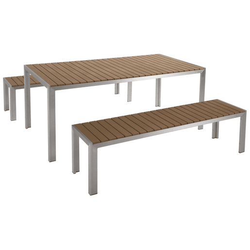 Conjunto de refeições de de jardim com bancos 6 lugares NARDO Castanho