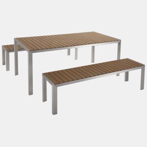 Conjunto de refeições de de jardim com bancos 6 lugares NARDO Castanho
