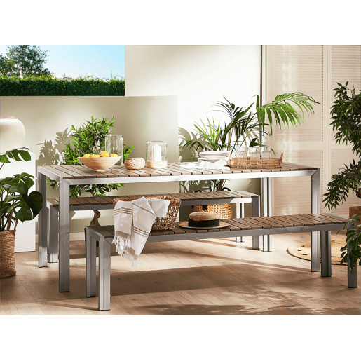 Conjunto de refeições de de jardim com bancos 6 lugares NARDO Castanho